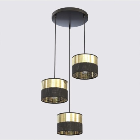 Suspension Velto II Noir+Or (3 lumières)