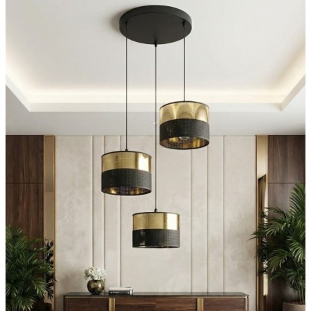 Suspension Velto II Noir+Or (3 lumières)