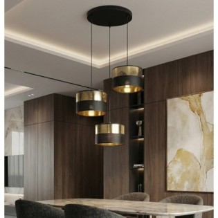 Suspension Velto II Noir+Or (3 lumières)