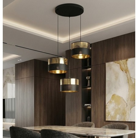 Suspension Velto II Noir+Or (3 lumières)