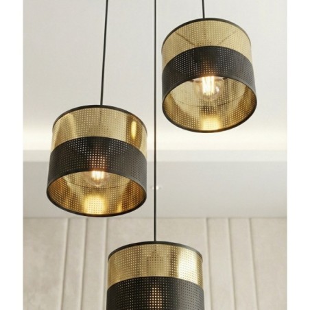 Suspension Velto II Noir+Or (3 lumières)