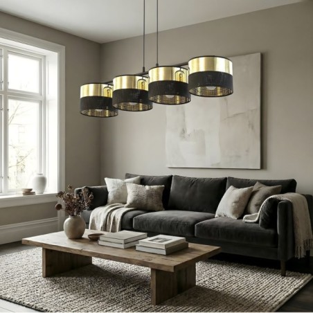 Suspension Velto Noir+Or (4 lumières)