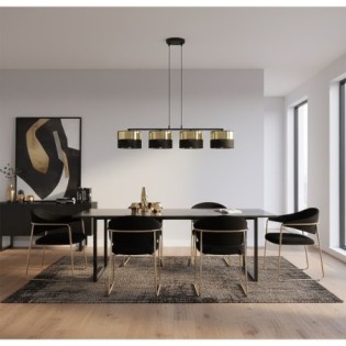 Suspension Velto Noir+Or (4 lumières)
