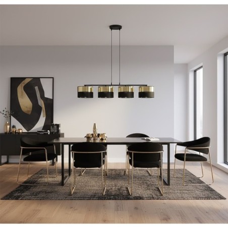 Suspension Velto Noir+Or (4 lumières)
