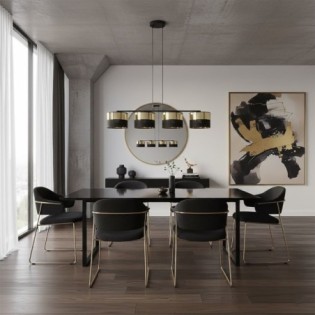 Suspension Velto Noir+Or (4 lumières)