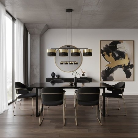 Suspension Velto Noir+Or (4 lumières)