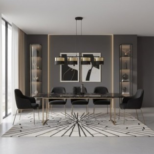 Suspension Velto Noir+Or (4 lumières)