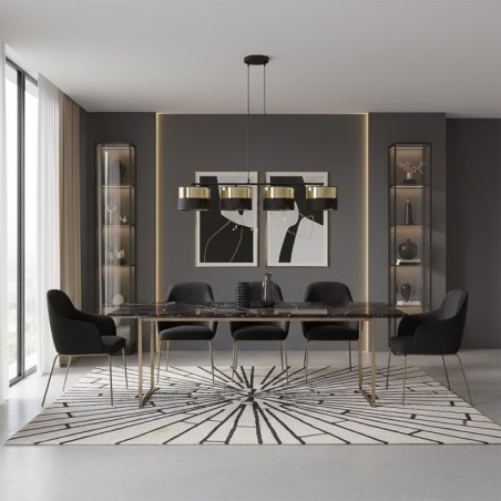 Suspension Velto Noir+Or (4 lumières)