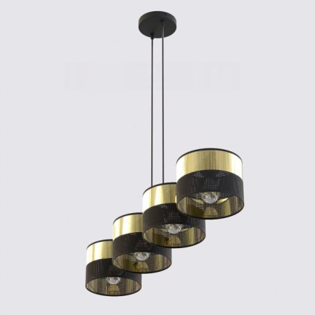 Suspension Velto Noir+Or (4 lumières)