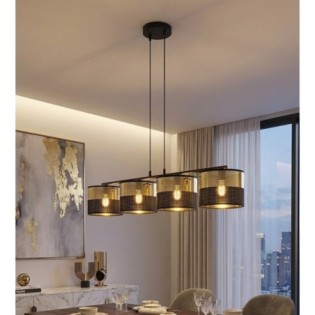 Suspension Velto Noir+Or (4 lumières)