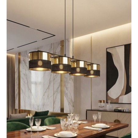 Suspension Velto Noir+Or (4 lumières)