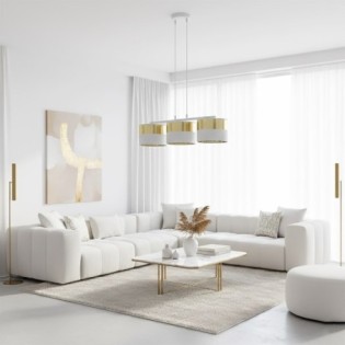 Suspension Velto Blanc+Or (3 lumières)