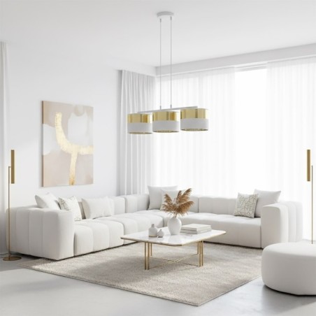 Suspension Velto Blanc+Or (3 lumières)