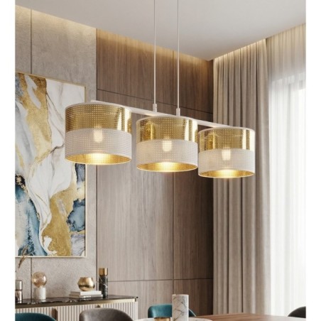 Suspension Velto Blanc+Or (3 lumières)
