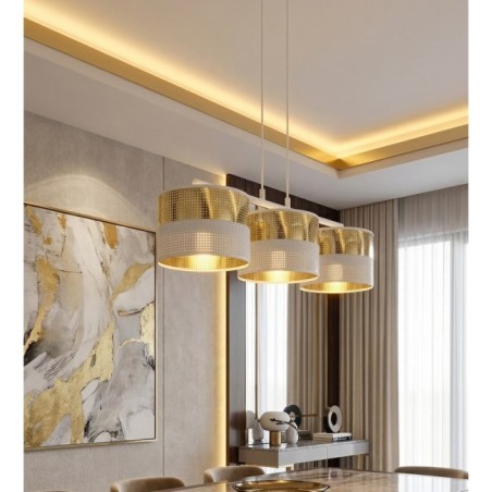 Suspension Velto Blanc+Or (3 lumières)
