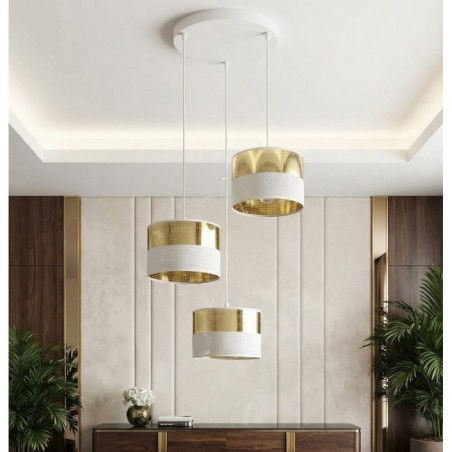 Suspension Velto II Blanc+Or (3 lumières)