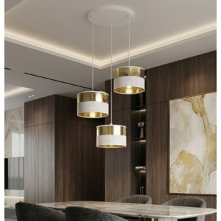 Suspension Velto II Blanc+Or (3 lumières)