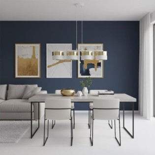 Suspension Velto Blanc+Or (4 lumières)