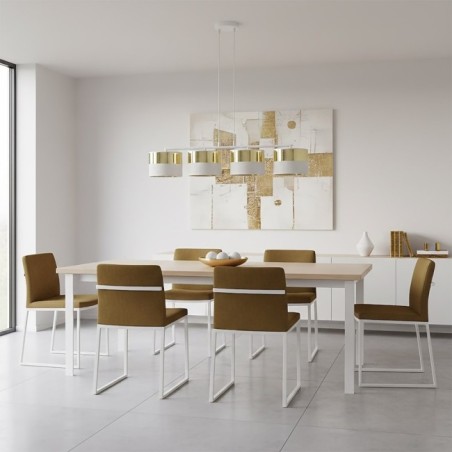 Suspension Velto Blanc+Or (4 lumières)