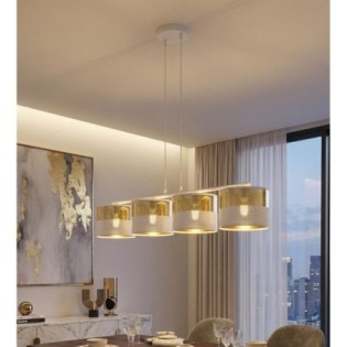 Suspension Velto Blanc+Or (4 lumières)