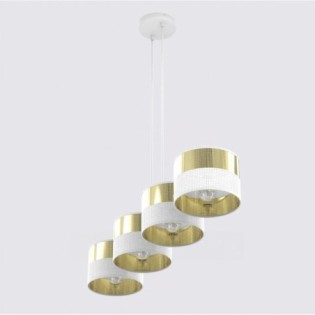 Suspension Velto Blanc+Or (4 lumières)