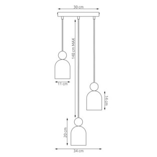 Suspension Ros II Bordeaux (3 lumières)