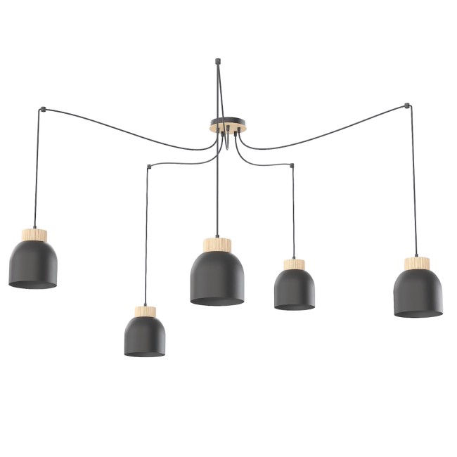 Suspension Prut Noir (5 lumières)