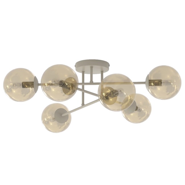 Lampe de plafond Drin Moka Ambre (6 lumières)