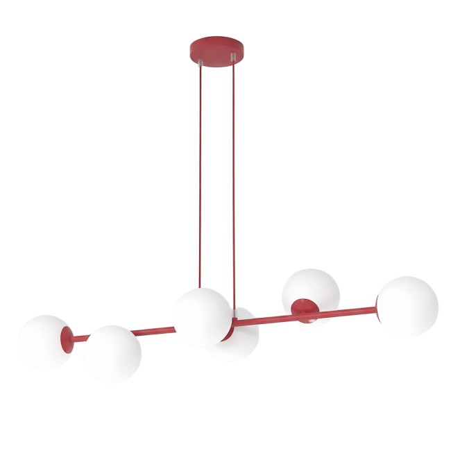 Suspension Odra Bordeaux Opale (6 lumières)