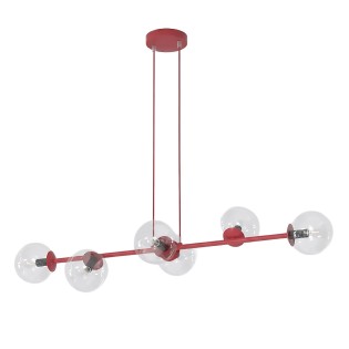 Suspension Odra Bordeaux transparente (6 lumières)