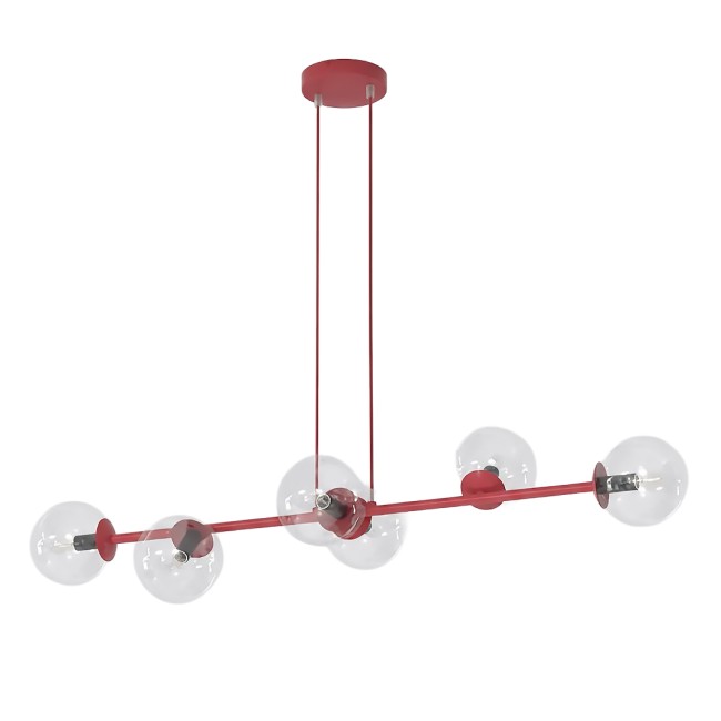 Suspension Odra Bordeaux transparente (6 lumières)