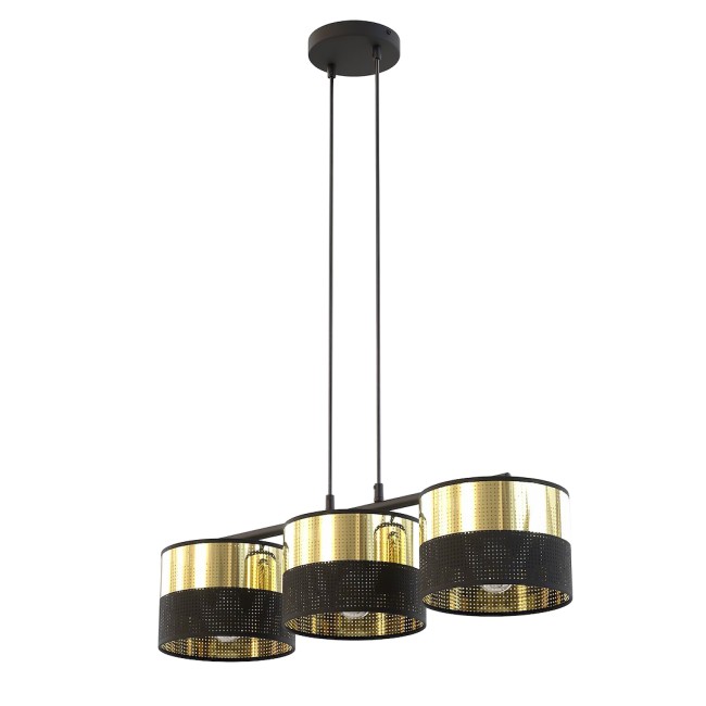 Suspension Velto Noir+Or (3 lumières)