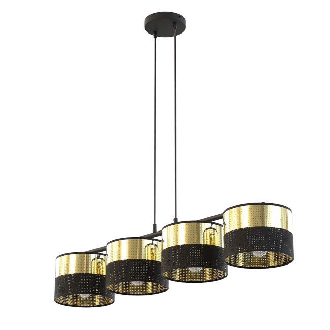 Suspension Velto Noir+Or (4 lumières)