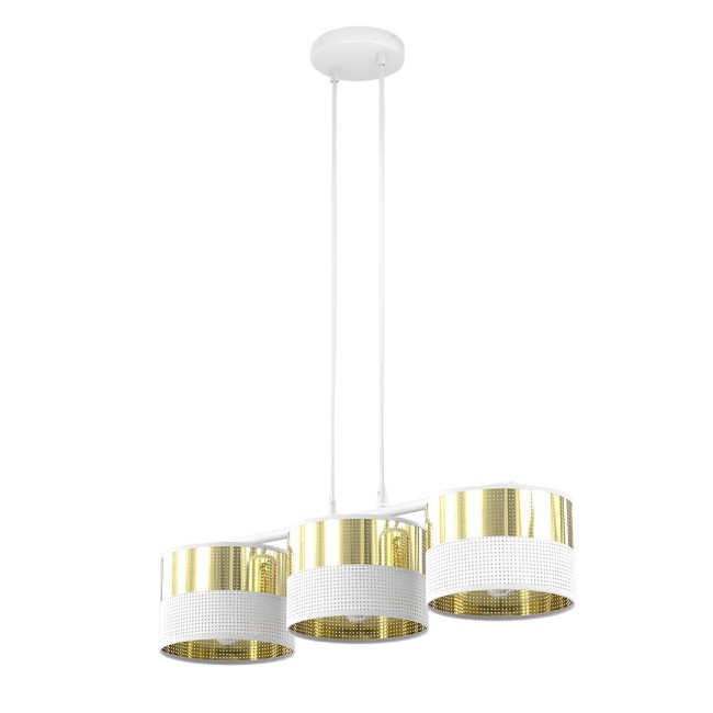 Suspension Velto Blanc+Or (3 lumières)