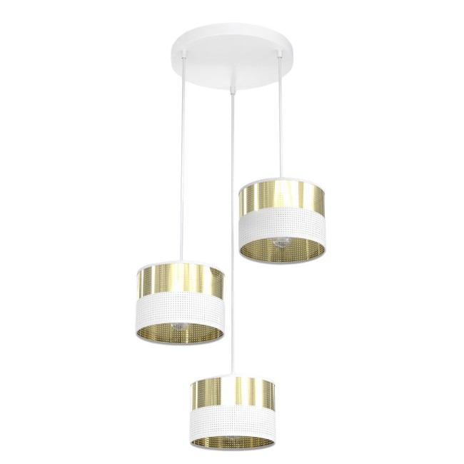 Suspension Velto II Blanc+Or (3 lumières)