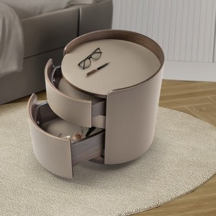 CIRZE- TABLE DE NUIT- BEIGE