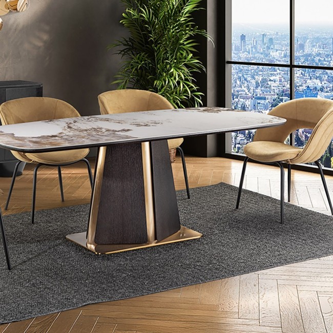 LUC- TABLE S. À MANGER- CHÊNE FONCÉ