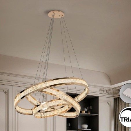 LORIAN - LAMPE 3 ANNEAUX DORÉ BRILLANT