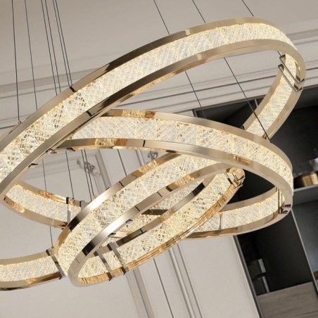 LORIAN - LAMPE 3 ANNEAUX DORÉ BRILLANT