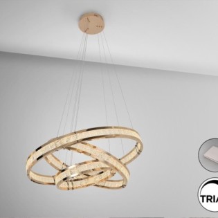 LORIAN - LAMPE 3 ANNEAUX DORÉ BRILLANT