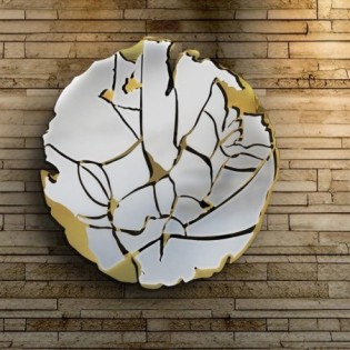 FIORELLA- SCULPTURE MURALE- OR/CHROME