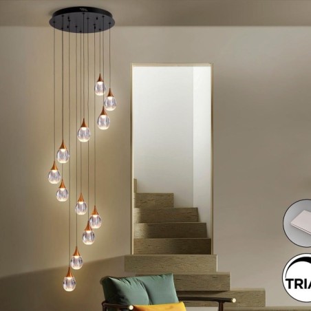 CORINA- LAMPE 12L NOIR-CUIVRE