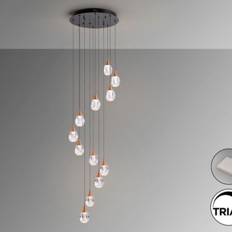 CORINA- LAMPE 12L NOIR-CUIVRE