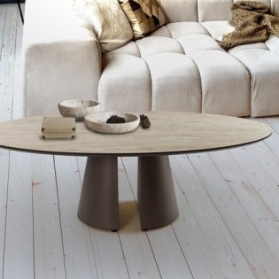 SAMARA- TABLE BASSE-TRAVERTIN/MARRON