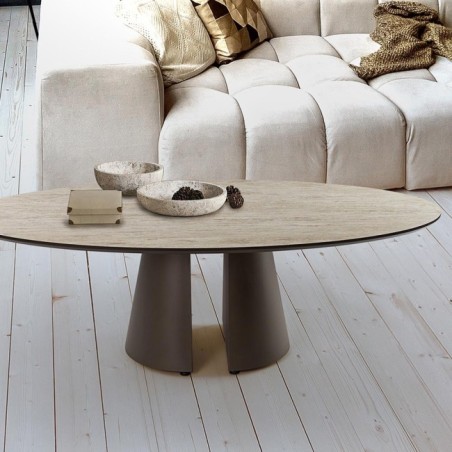 SAMARA- TABLE BASSE-TRAVERTIN/MARRON