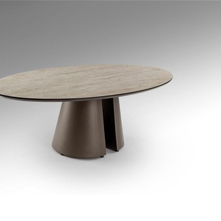 SAMARA- TABLE BASSE-TRAVERTIN/MARRON