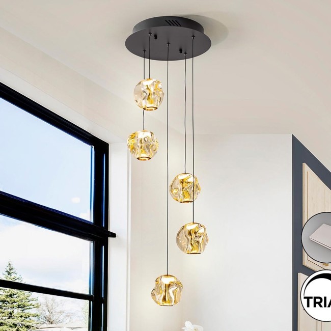 ZARIA-LAMPE 5L-NOIR/BRONZE/AMBRE D25 DIM