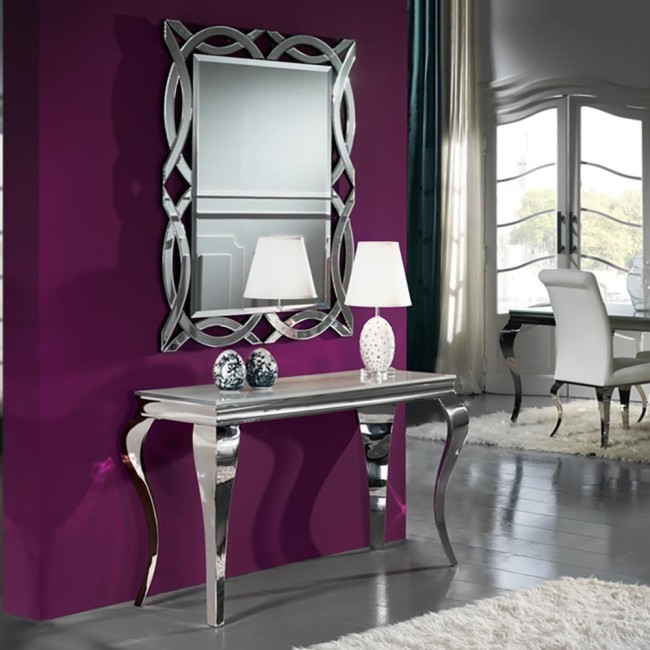 CONSOLE BAROQUE ACIER BLANCHE