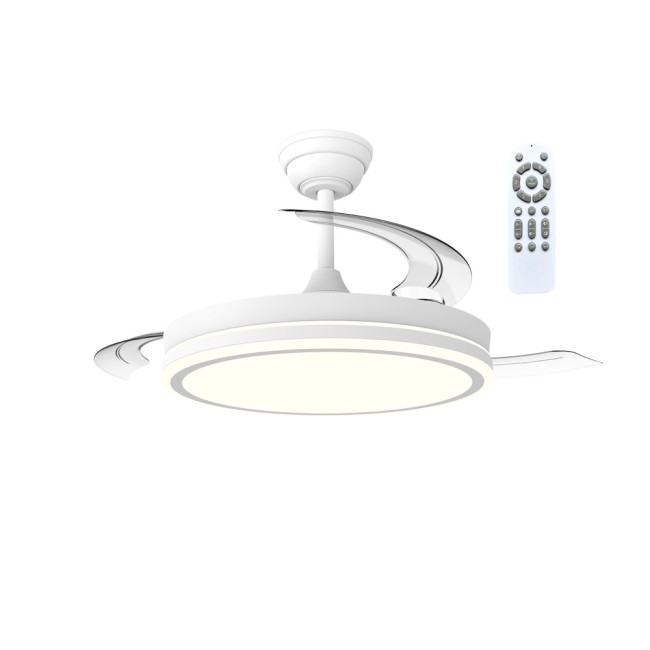 Ventilateur LED pales pliantes Surpino Blanc CCT Dim (48W)