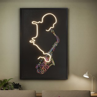 Tableau avec lumière LED Saxofón (120x80cm.)